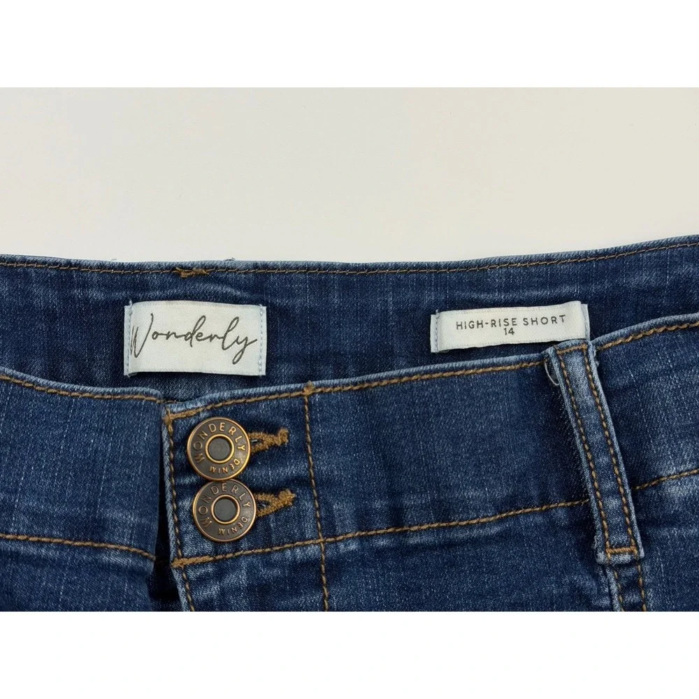 Wonderly High Rise Denim Shorts Womens Size 14 Blue Stretch Jean 4